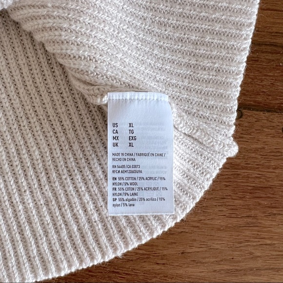 American Eagle NWOT cotton blend knit tunic length sweater  statement sleeves XL - Picture 5 of 7